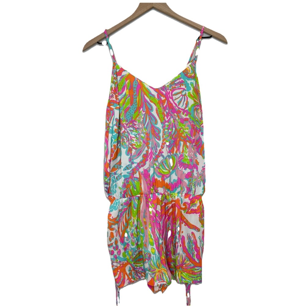 Lilly Pulitzer Pink Deanna Scuba to Cuba Shorts Romper Multicolor Small Shells